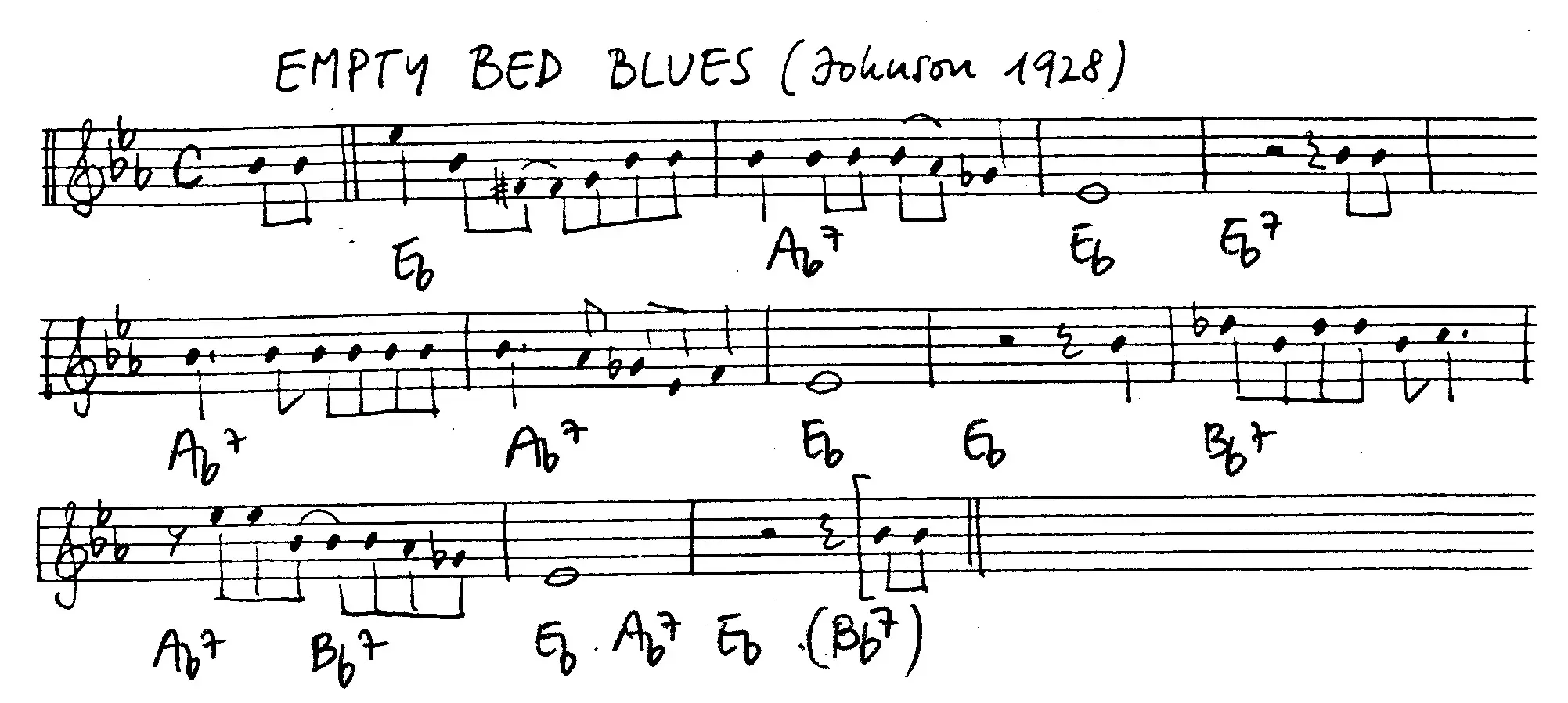 empty bed blues free jazz leadsheet - Courtesy of the Jungle Jazz Band
